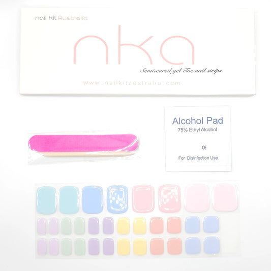 Pedicure Nail Wrap Strips PASTEL RAINBOW